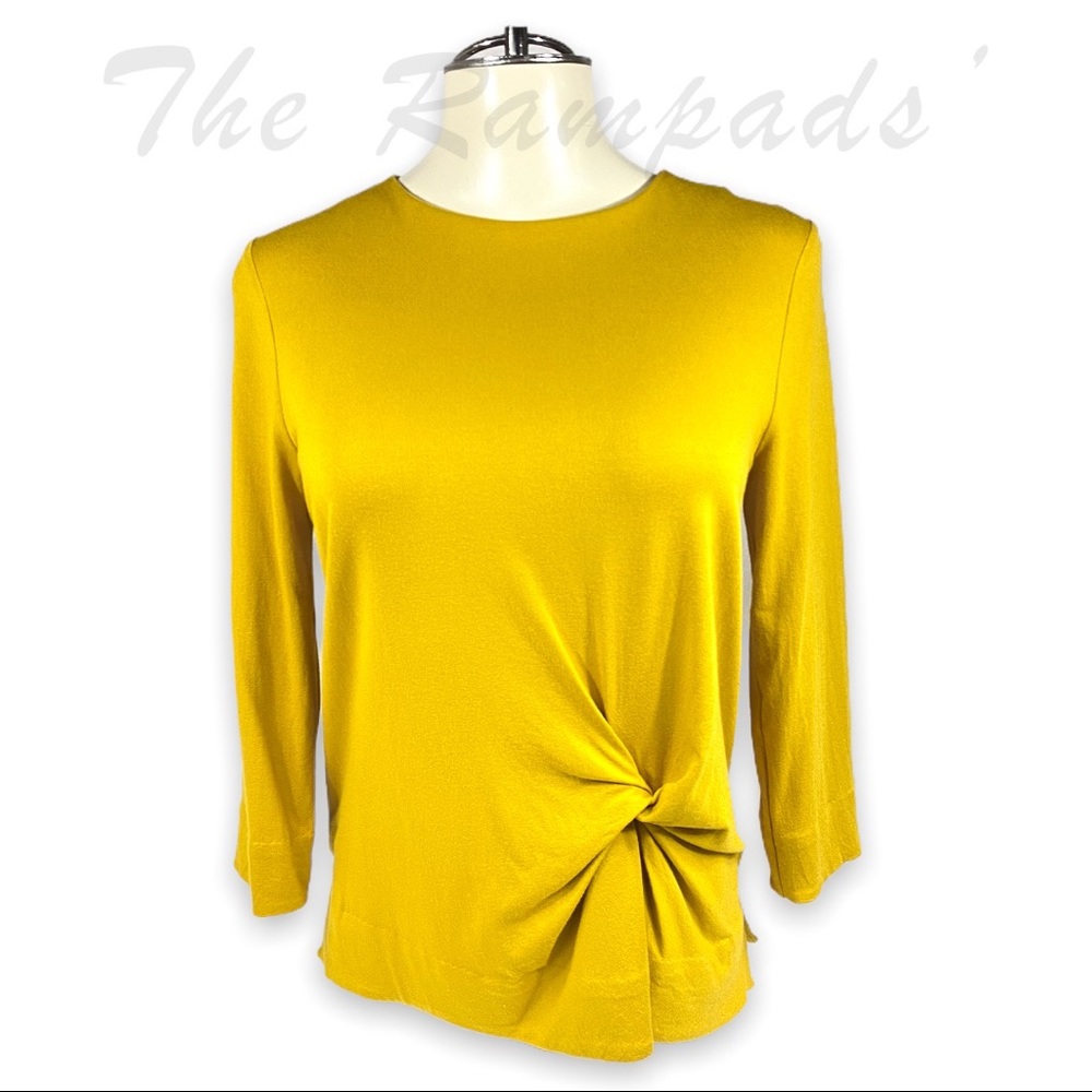 Yellow Ann Taylor Twist-Front Top Size Small
